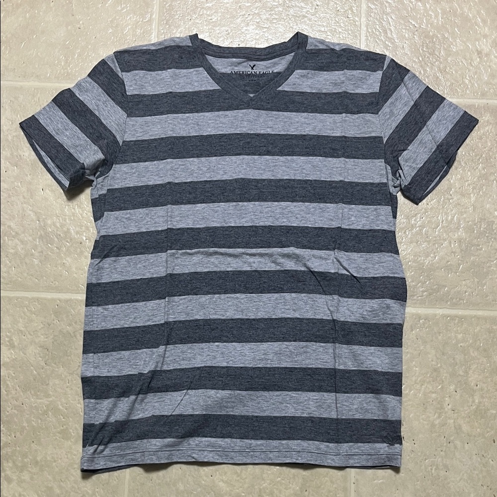 American Eagle Outfitters Gray Striped Tee